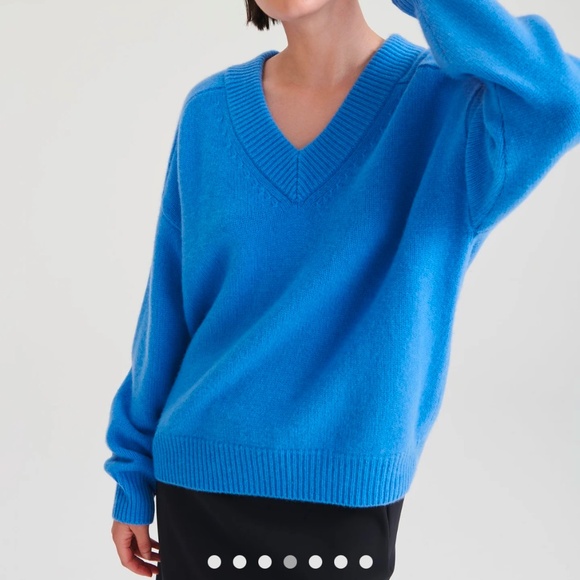NAADAM Blue V-Neck Sweater - Picture 2 of 9